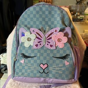 Purple and Pink Kawaii Backpack with Butterfly and Flower Accents